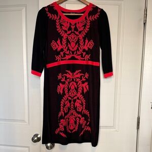 Misook Black and Red Long Sleeve Dress